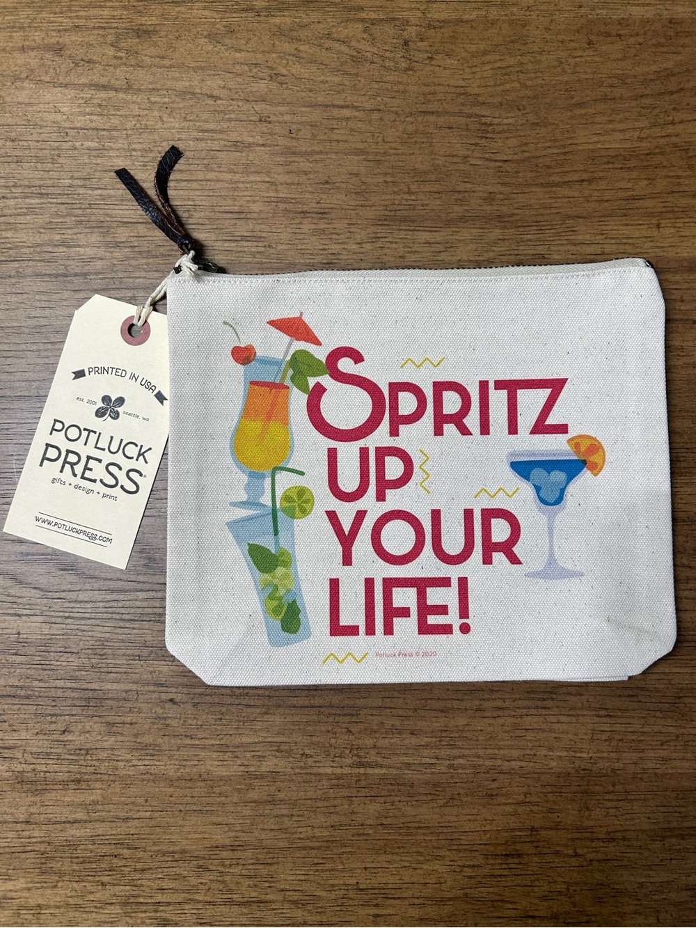 NWT Spritz Up Your Life Canvas Zip Pouch